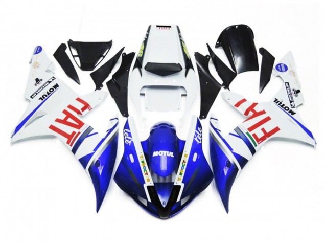 2002-2003 Yamaha YZF 1000 R1 Motorcycle Fairings - White Blue Red Fiat Motul