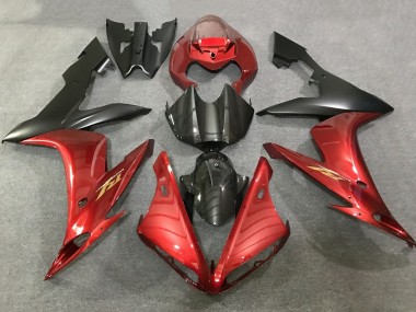 Shop 2004-2006 Yamaha YZF 1000 R1 Motorcycle Fairings - Red Faux Carbon Fiber Matte Black