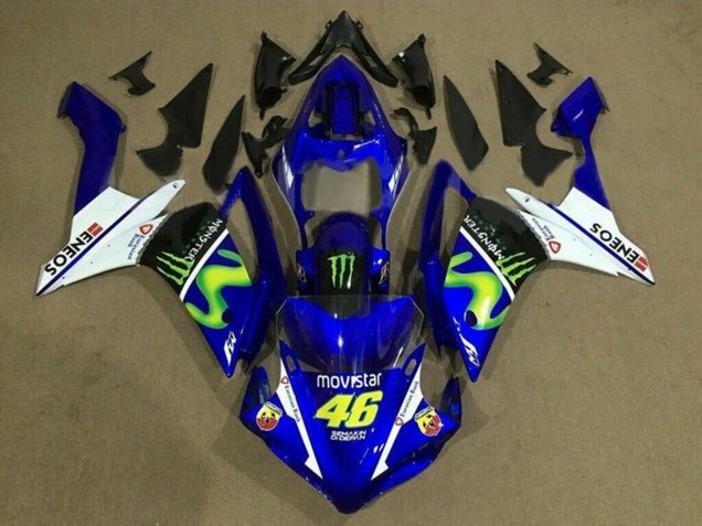 2007-2008 Yamaha YZF 1000 R1 Motorcycle Fairings - Blue White Black Green MoviStar Monster ENEOS