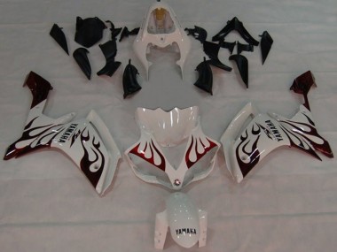 Shop 2007-2008 Yamaha YZF 1000 R1 Motorcycle Fairings - White Red Black Flame