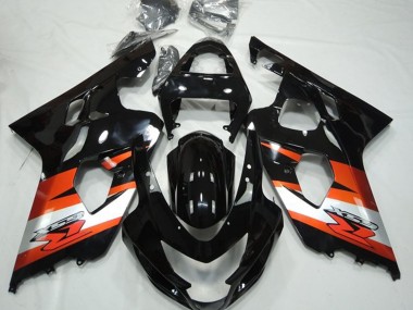Shop 2004-2005 Suzuki GSXR 600 / GSXR 750 Motorcycle Fairings - Glossy Black Orange White with Decal