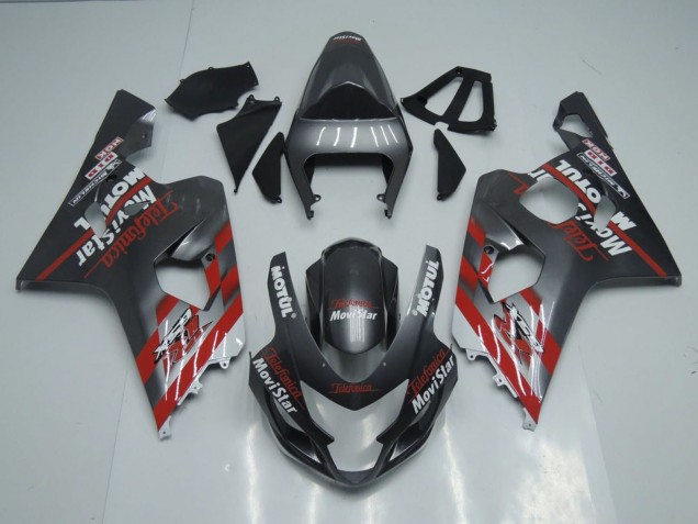 2004-2005 Suzuki GSXR 600 / GSXR 750 Motorcycle Fairings - Dark Grey Red