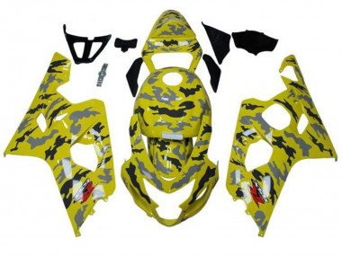 Shop 2004-2005 Suzuki GSXR 600 / GSXR 750 Motorcycle Fairings - Yellow Black Grey Camouflage