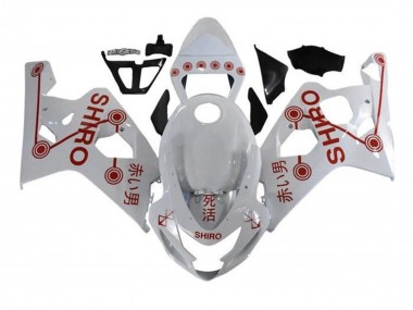 Shop 2004-2005 Suzuki GSXR 600 / GSXR 750 Motorcycle Fairings - White Red Shiro
