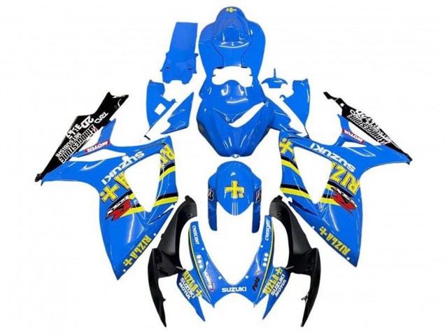 2006-2007 Suzuki GSXR 600 / GSXR 750 Motorcycle Fairings - Blue Yellow Black Rizla