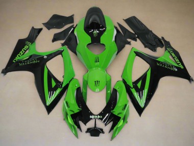 Shop 2006-2007 Suzuki GSXR 600 / GSXR 750 Motorcycle Fairings - Green Black Monster