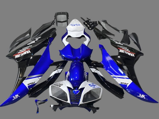 2006-2007 Yamaha YZF R6 Motorcycle Fairings - White Blue Glossy Black Yamalube