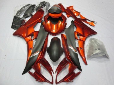 Shop 2006-2007 Yamaha YZF R6 Motorcycle Fairings - Orange Matte Black