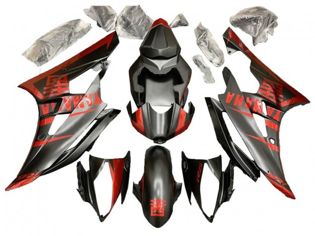 2006-2007 Yamaha YZF R6 Motorcycle Fairing - Red Matte Black
