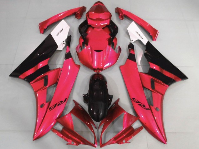 2006-2007 Yamaha YZF R6 Motorcycle Fairings - White Red Glossy Black