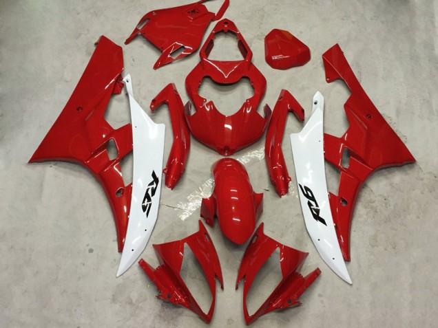 2006-2007 Yamaha YZF R6 Motorcycle Fairing Kits - White Red
