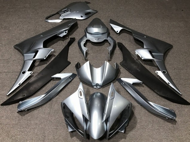 2006-2007 Yamaha YZF R6 Motorcycle Fairings - Silver Matte Black