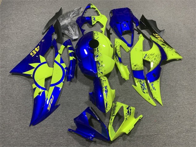 2008-2016 Yamaha YZF R6 Motorcycle Fairings - Blue Neon Yellow 46