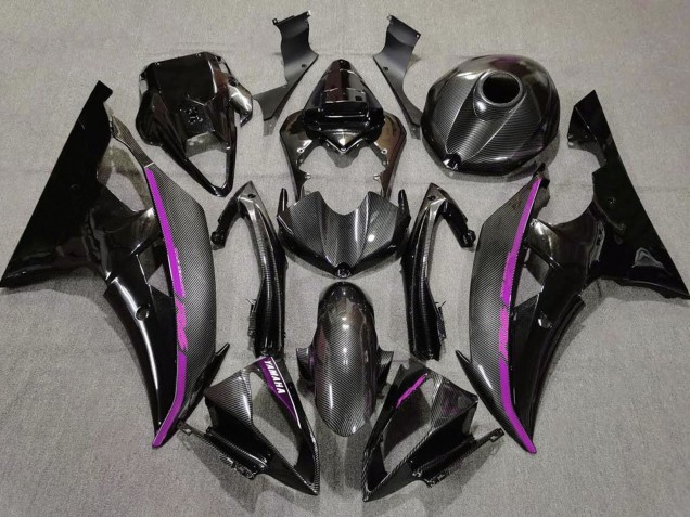 2008-2016 Yamaha YZF R6 Motorcycle Fairings - Black Carbon Fiber Style Purple