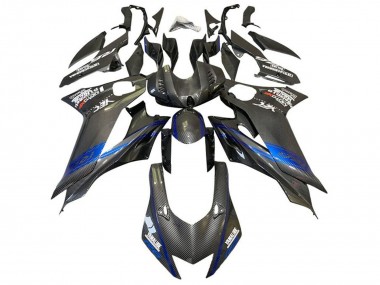 Shop 2017-2025 Yamaha YZF R6 Motorcycle Fairings - Blue Black Faux Carbon Fiber