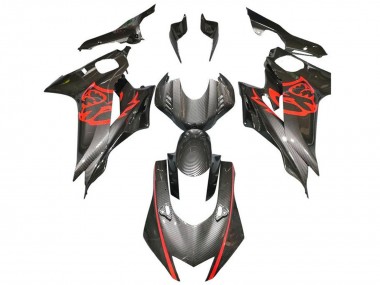 Shop 2017-2025 Yamaha YZF R6 Motorcycle Fairings - Red Black Faux Carbon Fiber