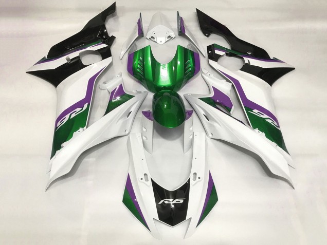 2017-2025 Yamaha YZF R6 Motorcycle Fairings - White Green Purple Black