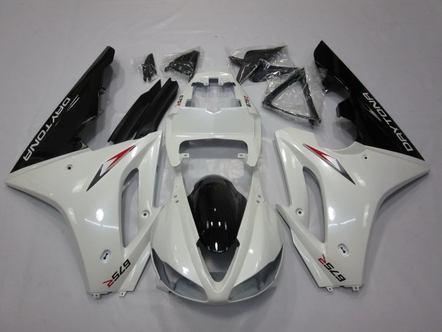 2009-2012 Triumph Daytona 675 Triple Motorcycle Fairing - White Glossy Black