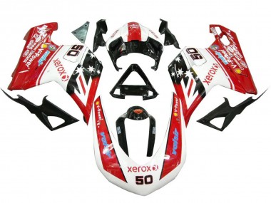 Shop 2007-2014 Ducati 848 1098 1198 Motorcycle Fairings - White Red Glossy Black Valsir Xerox 50