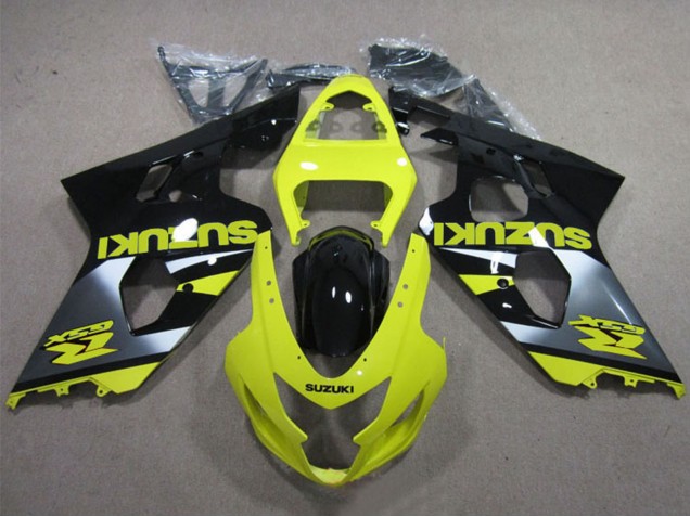 2004-2005 Suzuki GSXR 600 Motorcycle Fairings - Yellow Silver Glossy Black