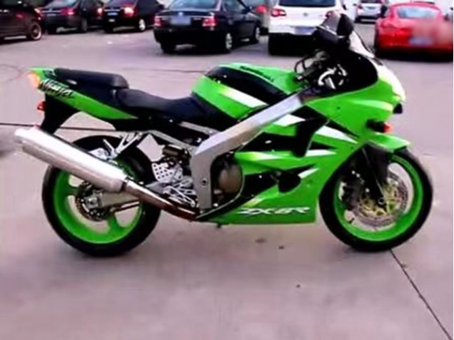 2000-2002 Kawasaki ZX6R Motorcycle Fairing - Green White Black