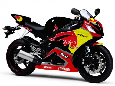 Shop 2006-2007 Yamaha YZF R6 Motorcycle Fairings - Glossy Black Yellow Red Bull Motul