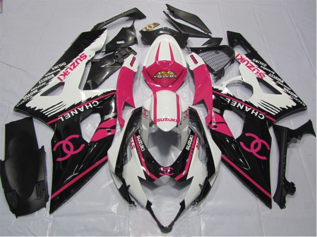 2005-2006 Suzuki GSXR 1000 Motorcycle Fairings - White Pink Black Chanel