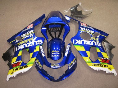 Shop 2000-2002 Suzuki GSXR 1000 Motorcycle Fairings - Blue Yellow White Telefumica MoviStar