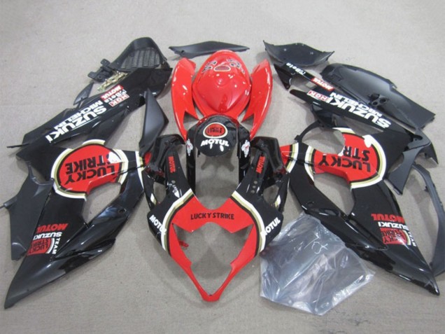 2005-2006 Suzuki GSXR 1000 Motorcycle Fairings - Black Red Lucky Strike Motul
