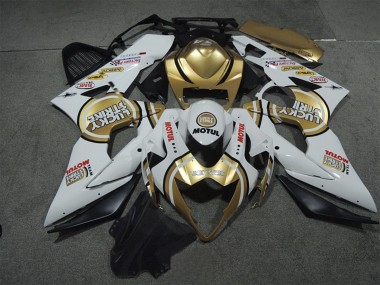 Shop 2005-2006 Suzuki GSXR 1000 Motorcycle Fairings - White Gold Lucky Strike Motul