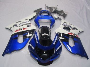 Shop 2001-2003 Suzuki GSXR 600 Motorcycle Fairings - White Blue Glossy Black Motul