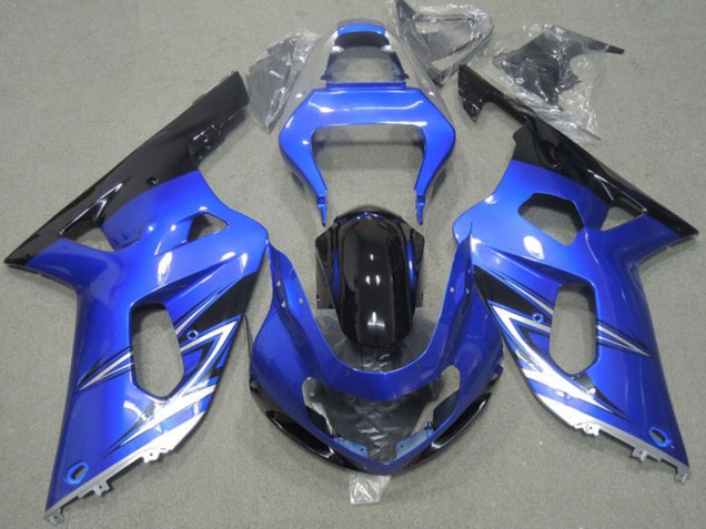 2001-2003 Suzuki GSXR 600 Motorcycle Fairings - Blue White Glossy Black