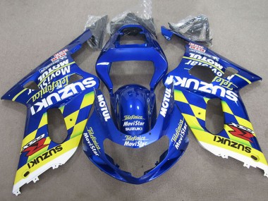 Shop 2001-2003 Suzuki GSXR 600 Motorcycle Fairings - Blue Yellow Telefumica MoviStar