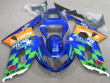 Shop 2001-2003 Suzuki GSXR 600 Motorcycle Fairings - Blue Orange Green Telefumica MoviStar