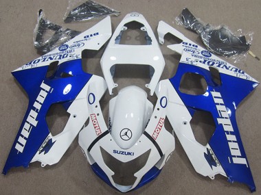 Shop 2004-2005 Suzuki GSXR 600 Motorcycle Fairings - White Blue Jordan Motul