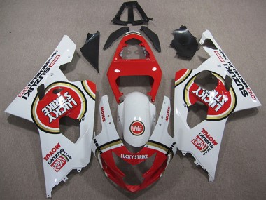 Shop 2004-2005 Suzuki GSXR 600 Motorcycle Fairings - White Red Lucky Strike Motul