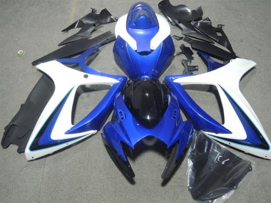 Shop 2006-2007 Suzuki GSXR 600 Motorcycle Fairings - White Blue Glossy Black
