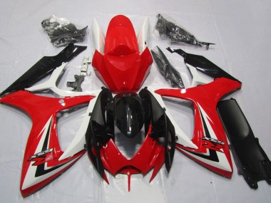Shop 2006-2007 Suzuki GSXR 600 Motorcycle Fairings - White Red Glossy Black Stripe