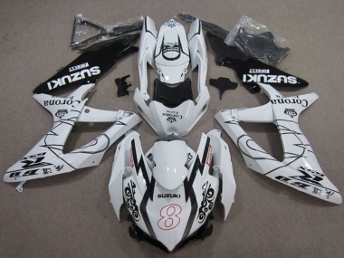 Shop 2008-2010 Suzuki GSXR 600 Motorcycle Fairings - White Black Corona Extra Motul 8