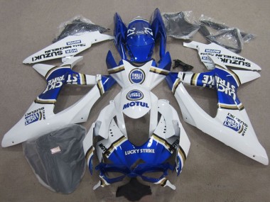 Shop 2008-2010 Suzuki GSXR 600 Motorcycle Fairings - White Blue Lucky Strike Motul