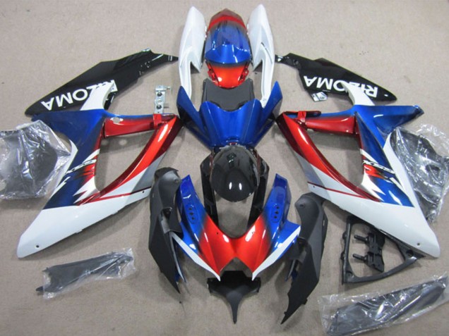2008-2010 Suzuki GSXR 600 Motorcycle Fairings - White Red Blue Black Rizoma