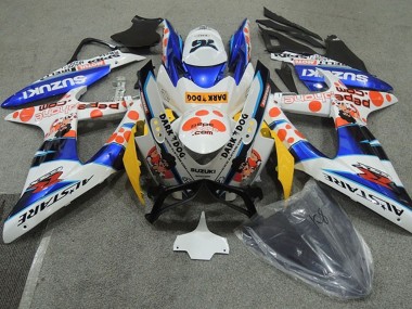 Shop 2008-2010 Suzuki GSXR 600 Motorcycle Fairings - White Blue Orange Alstare Dark Dog