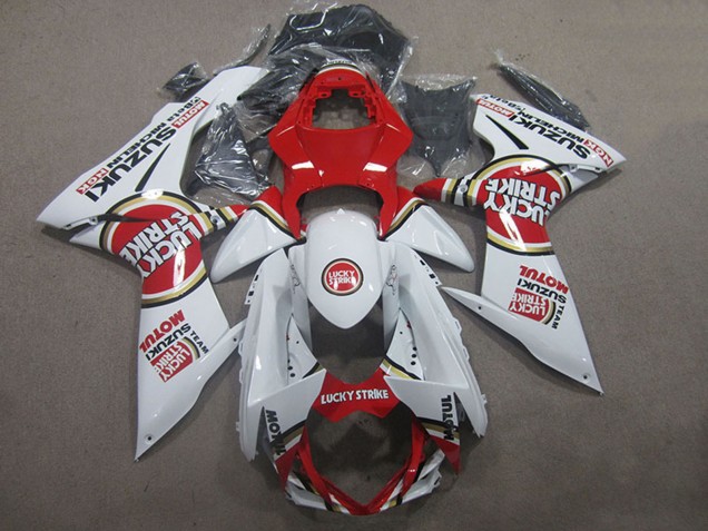 2011-2024 Suzuki GSXR 600 Motorcycle Fairings - White Red Motul Lucky Strike