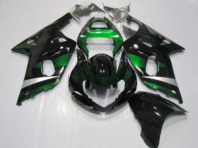 2001-2003 Suzuki GSXR 750 Motorcycle Fairings - Glossy Black Green Silver