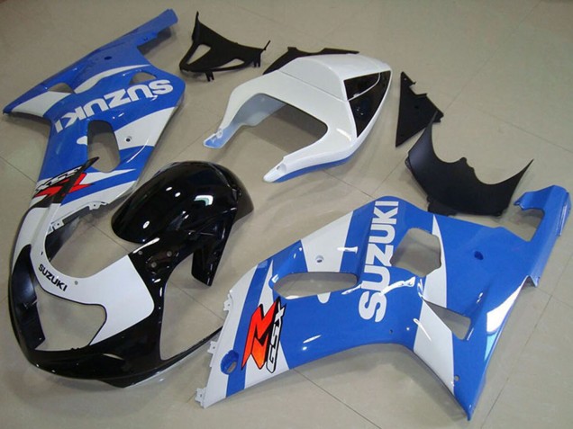 2001-2003 Suzuki GSXR 750 Motorcycle Fairings - White Blue Glossy Black