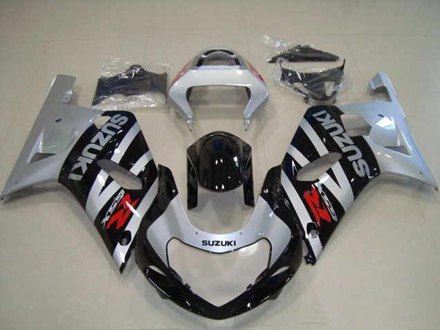 2001-2003 Suzuki GSXR 750 Motorcycle Fairings - Silver Glossy Black