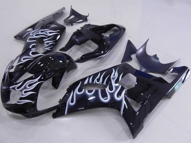 Shop 2001-2003 Suzuki GSXR 750 Motorcycle Fairings - Glossy Black White Flame