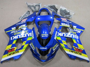 Shop 2004-2005 Suzuki GSXR 750 Motorcycle Fairings - Blue Neon Yellow Telefumica MoviStar Motul