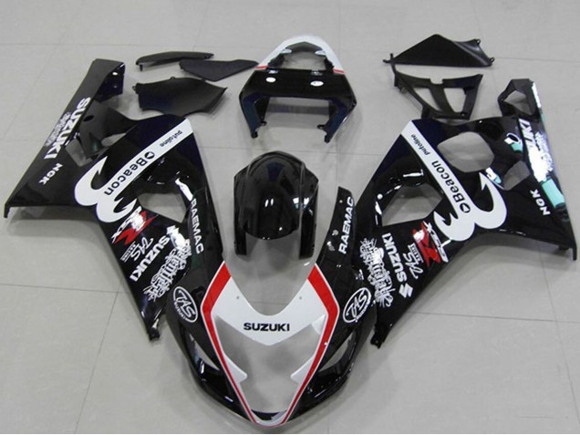 2004-2005 Suzuki GSXR 750 Motorcycle Fairings - Glossy Black White Red Beacon