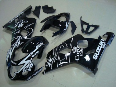 Shop 2004-2005 Suzuki GSXR 750 Motorcycle Fairings - Glossy Black White Corona Extra Motul